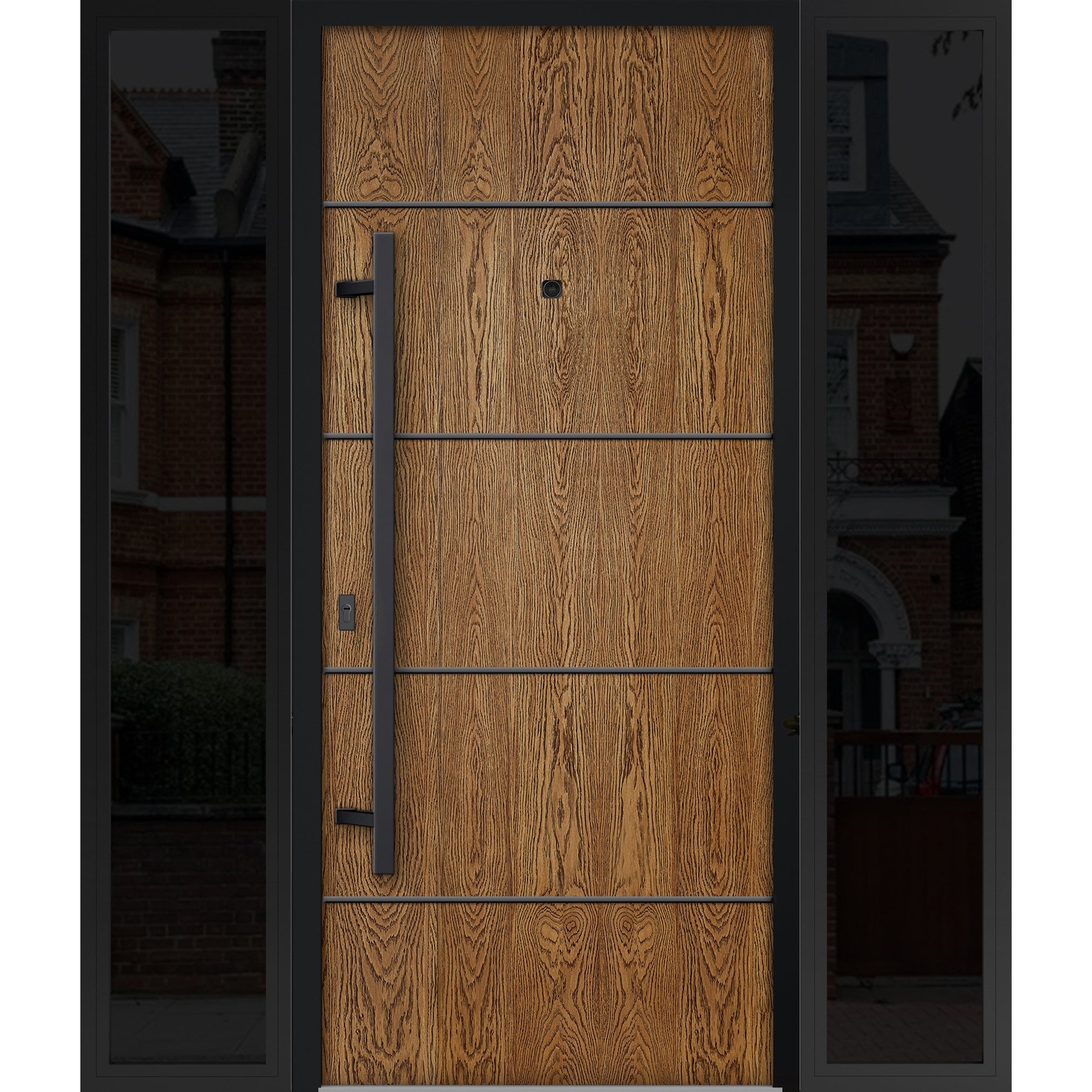 Front Exterior Prehung Steel Door / Deux 6683 Natural Oak / 2 Side ...