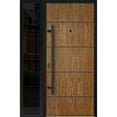 thumbnail image 1 of Front Exterior Prehung Steel Door / Deux 6683 Natural Oak / Side Exterior Window Sidelite / Entry Metal Modern Painted W36+14" x H80" Right hand Inswing, 1 of 5