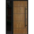 thumbnail image 1 of Front Exterior Prehung Steel Door / Deux 6683 Natural Oak / Side Exterior Window Sidelite / Entry Metal Modern Painted W36+16" x H80" Left hand Inswing, 1 of 6