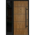 thumbnail image 1 of Front Exterior Prehung Steel Door / Deux 6683 Natural Oak / Side Exterior Window Sidelite / Entry Metal Modern Painted W36+14" x H80" Left hand Inswing, 1 of 5