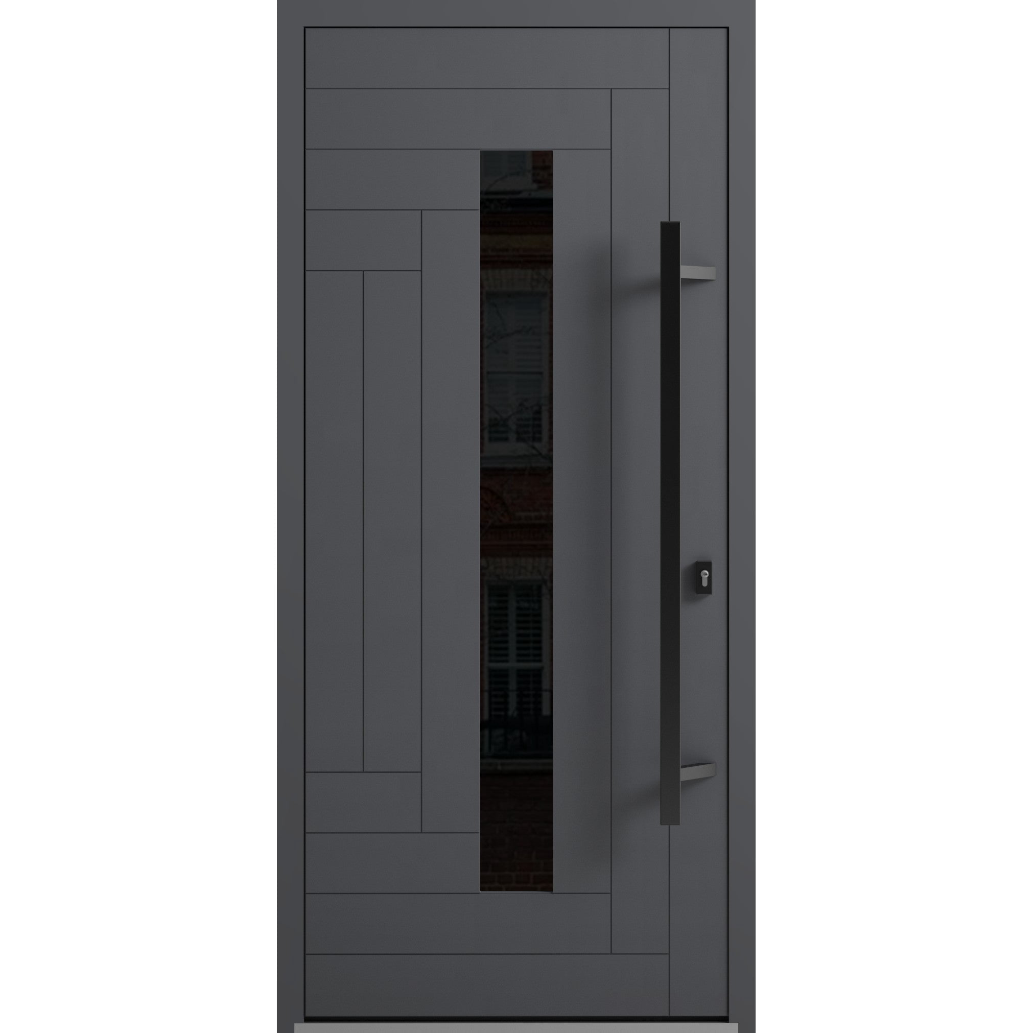 Front Exterior Prehung Steel Door / Ronex 0130 Grey / Entry Metal Modern Painted W36" x H80" Left hand Inswing