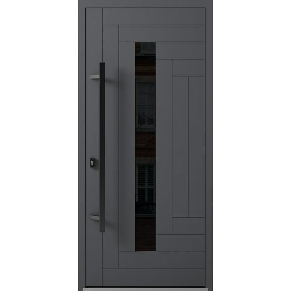Front Exterior Prehung Steel Door / Ronex 0130 Grey / Entry Metal Modern Painted