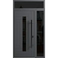 thumbnail image 1 of Front Exterior Prehung Steel Door / Ronex 0130 Grey / Side and Top Exterior Window Sidelite / Entry Metal Modern Painted W36+16" x H80+16" Left hand Inswing, 1 of 6