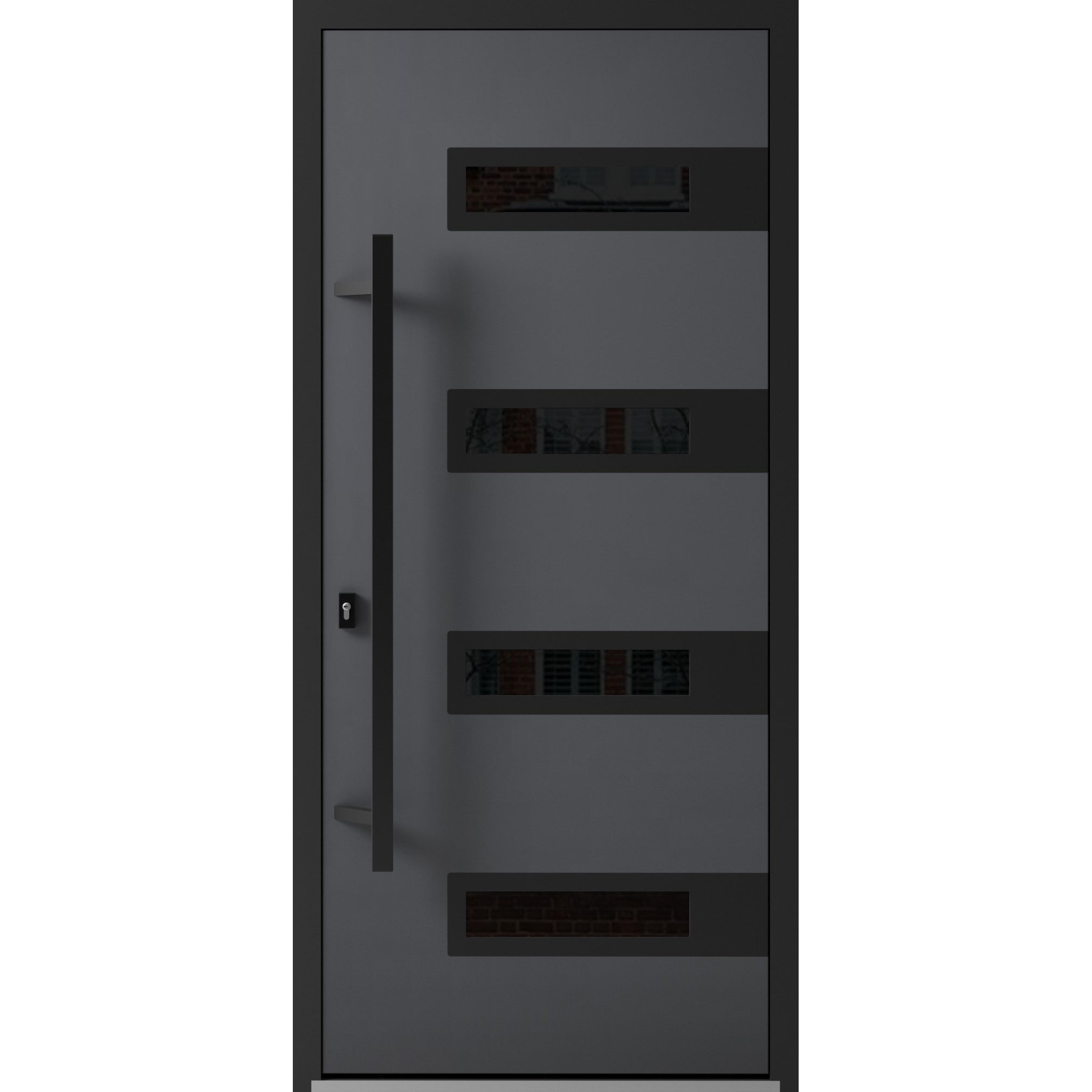 Front Exterior Prehung Steel Door / Ronex 0131 Grey / Entry Metal Modern Painted W36" x H80" Right hand Inswing