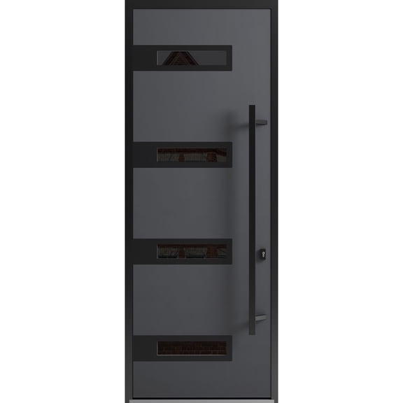 Front Exterior Prehung Steel Door / Ronex 0131 Grey / Entry Metal Modern Painted W36x96 Left-hand