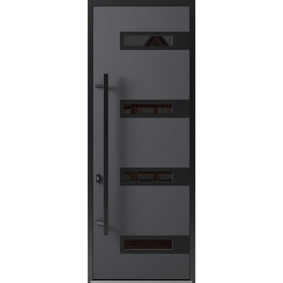 Front Exterior Prehung Steel Door / Ronex 0131 Grey / Entry Metal Modern Painted W36x96 Right-hand