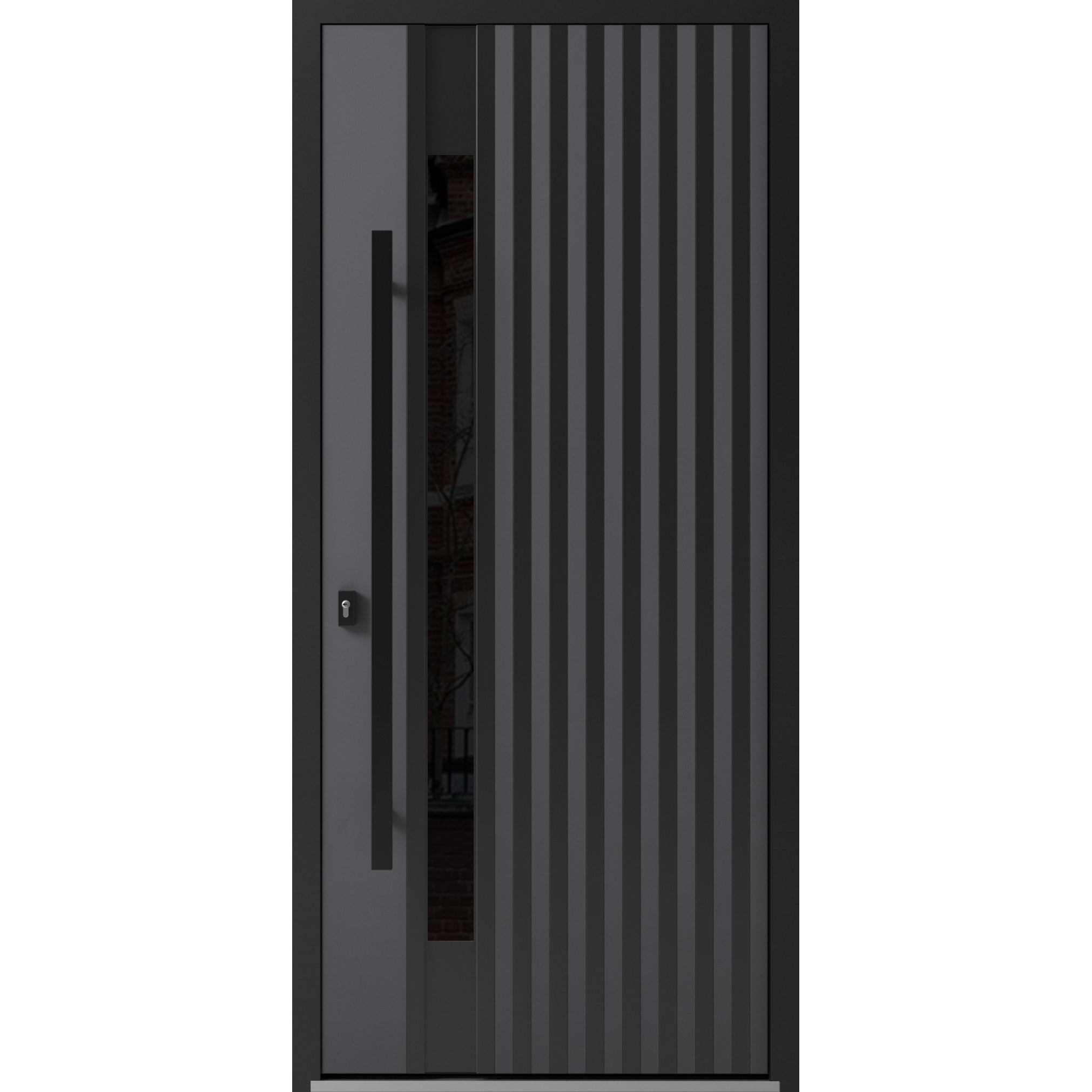 Front Exterior Prehung Steel Door / Ronex 0144 Grey / Entry Metal Modern Painted