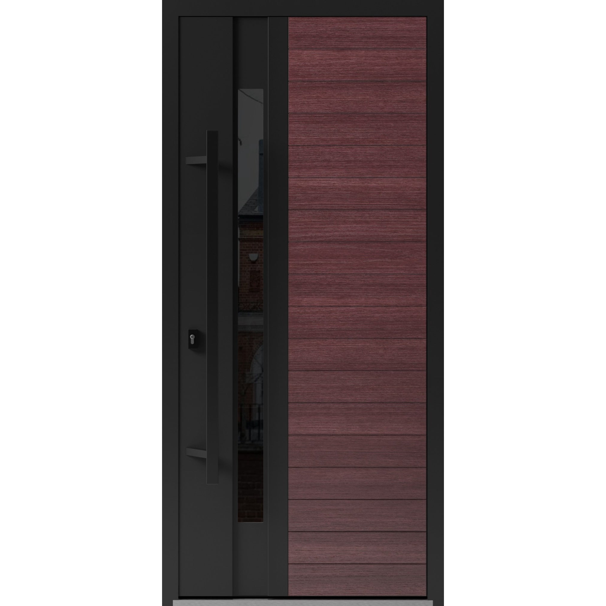 Front Exterior Prehung Steel Door / Ronex 0162 Red Oak / Entry Metal Modern Painted