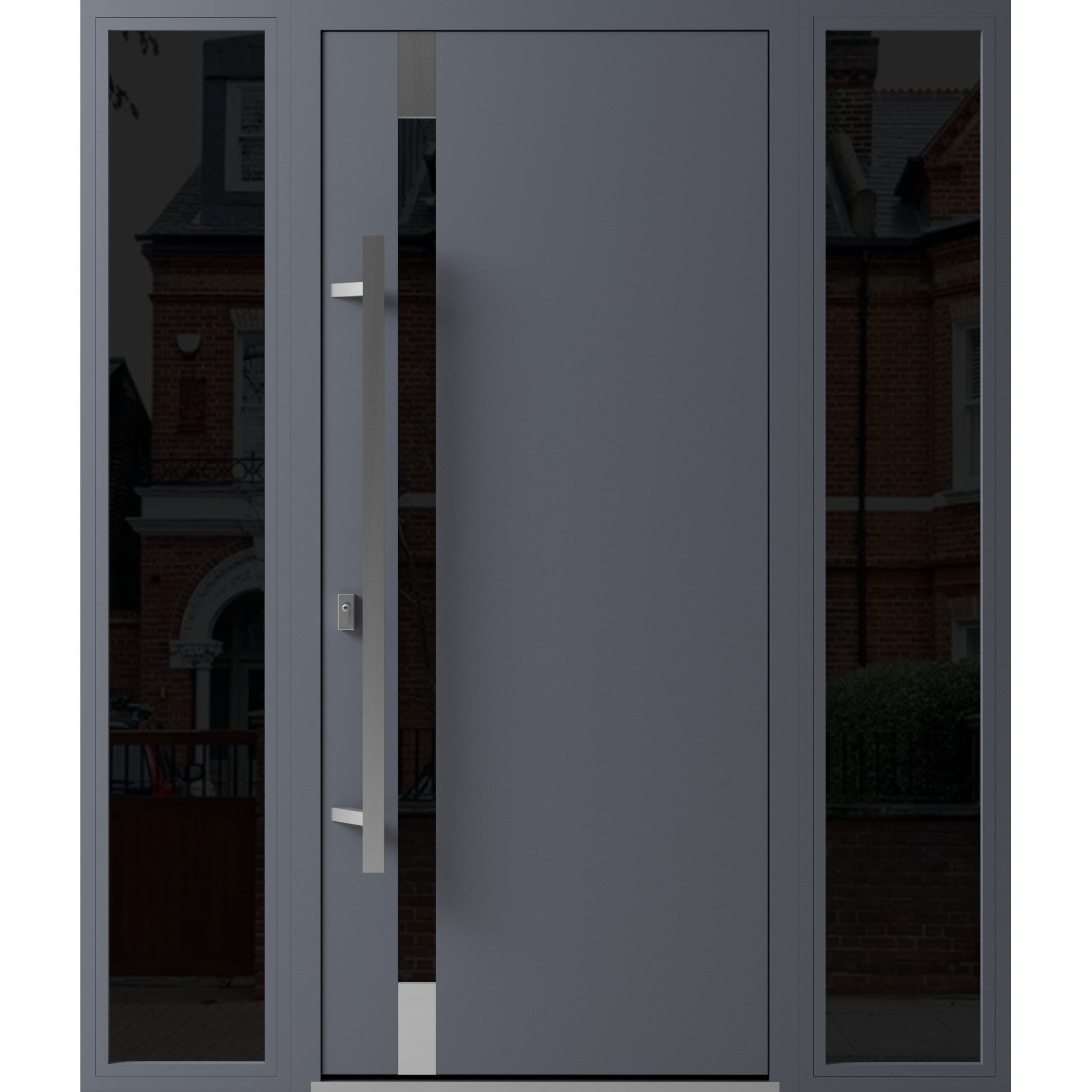 Front Exterior Prehung Steel Door / Ronex 1011 Grey / 2 Side Exterior ...