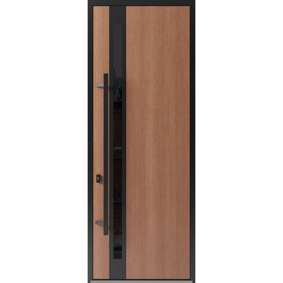 Front Exterior Prehung Steel Door / Ronex 1033 Teak / Entry Metal Modern Painted W36x96 Right-hand