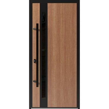 Front Exterior Prehung Steel Door / Ronex 1033 Teak / Entry Metal Modern Painted