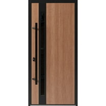 Front Exterior Prehung Steel Door / Ronex 1033 Teak / Entry Metal Modern Painted