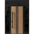 thumbnail image 1 of Front Exterior Prehung Steel Door / Ronex 1055 Teak / 2 Side and Top Exterior Window Sidelite / Entry Metal Modern Painted W12+36+12" x H80+16" Right hand Inswing, 1 of 5