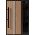 thumbnail image 1 of Front Exterior Prehung Steel Door / Ronex 1055 Teak / Side Exterior Window Sidelite / Entry Metal Modern Painted W36+12" x H80" Right hand Inswing, 1 of 5