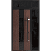 Front Exterior Prehung Steel Door / Ronex 1205 Bronze Oak / Side and Top Exterior Window Sidelite / Entry Metal Modern Painted W36 16x80 16 Left-hand