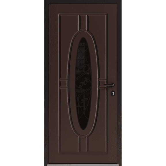 Front Exterior Prehung Steel Door / Ronex 1277 Brown / Entry Metal Modern Painted W36x80 Left-hand