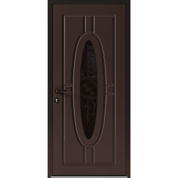 Front Exterior Prehung Steel Door / Ronex 1277 Brown / Entry Metal Modern Painted W36x80 Right-hand