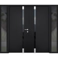 thumbnail image 1 of Front Exterior Prehung Steel Double Doors / Cynex 6777 Black / Stainless Inserts Single Modern Painted-W72" x H80"-Left-hand Inswing, 1 of 7