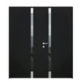 thumbnail image 1 of Front Exterior Prehung Steel Double Doors / Cynex 6777 Black / Stainless Inserts Single Modern Painted-W72" x H80"-Right-hand Outswing, 1 of 7