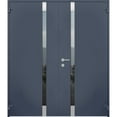 thumbnail image 1 of Front Exterior Prehung Steel Double Doors / Cynex 6777 Grey / Stainless Inserts Single Modern Painted-W72" x H80"-Left-hand Outswing, 1 of 7