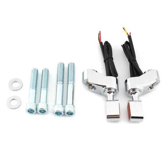 Front Fitk Turn Signal Indicator Light Lamp Chrome+Orange Fit for HARLEY FXR 1987-00