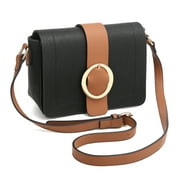 Front Flap Snap Closure Messenger Bag/Crossbody Bag with Decorative Round Buckle Design