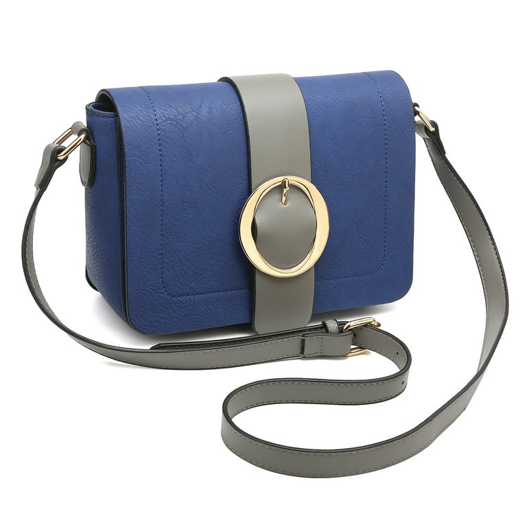 Front Flap Snap Closure Messenger Bag/Crossbody Bag with Decorative Round  Buckle Design 