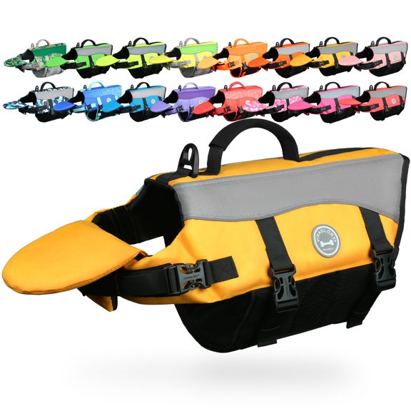 Front Float Dog Life Vest, Dog Life Jacket for Swimming Boating, Swimming Vest with Chin Float Handle, Ripstop Buoyancy for Puppy Doggy, High Visibility Adjustable for Doggy Cat