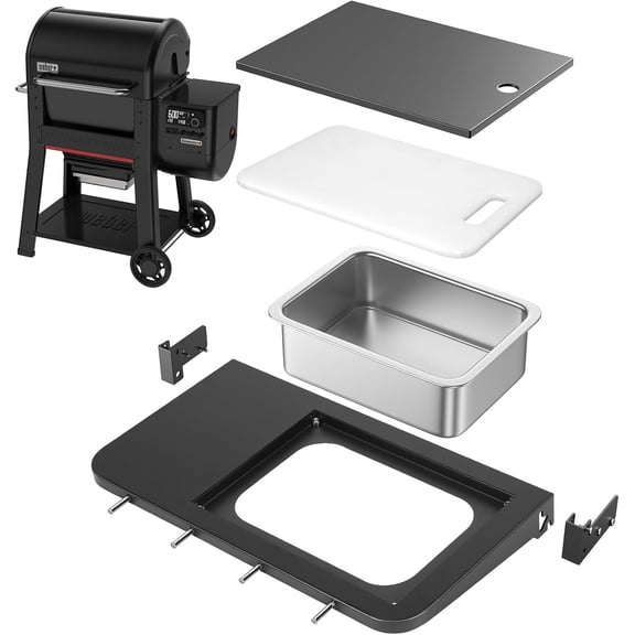 Front Folding Grill Table with Stainless Steel Basin and Cutting Board Lid