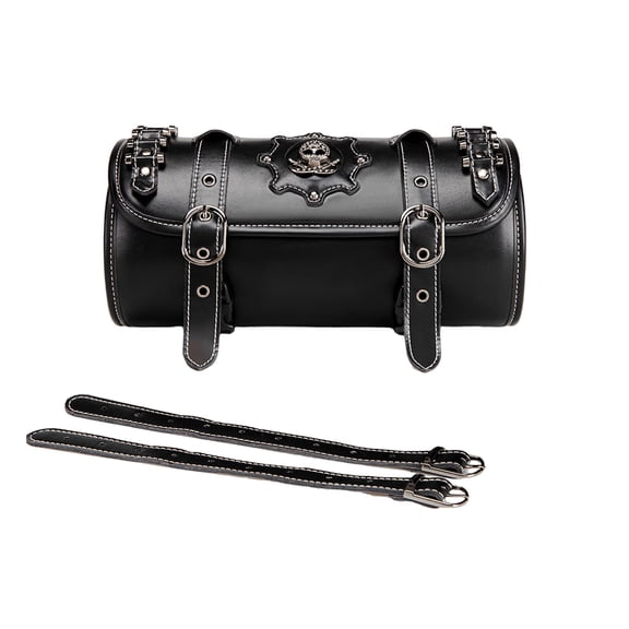 Motorcycle Saddlebag Vintage Tool Bag Skull Pattern PU Storage Bag Front Fork Handlebar Bag Tool Bag