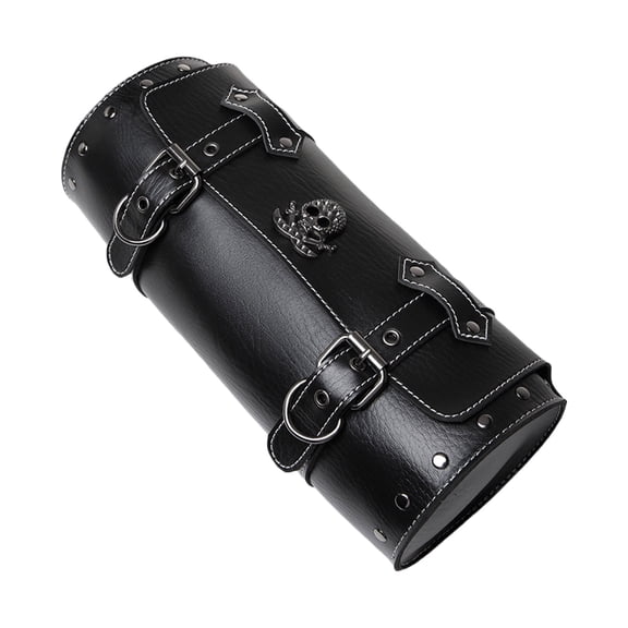 Front Fork Handlebar Bag Motorcycle Front Bag Tool Bag Skull Pattern Saddlebag PU Storage Bags Motorbike Tool Bag