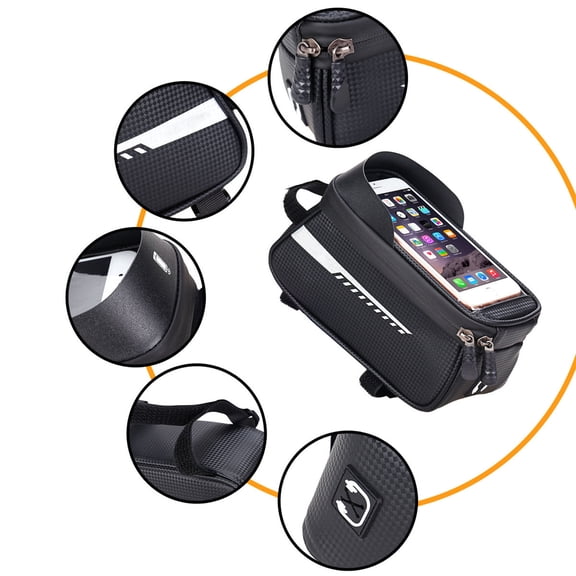 Front Frame Bag with TPU Phone Pocket Screen for Large Storage and Quick on Ride