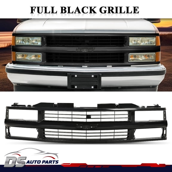 Front Full Black Grille Fit For 1994-1998 Chevy C/K Pickup Truck Suburban Tahoe