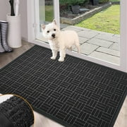 Front Gray Door Mats Outdoor, Durable Rubber Welcome Mats Front Door Mats Rugs for Entryway, Patio, Busy Areas