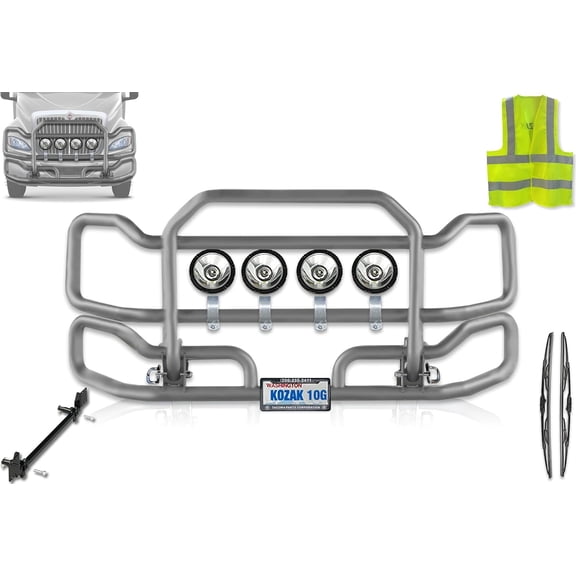 Front Grey Grille Deer Brush Bumper Guard Large Compatible with International RH (plastic bumper)