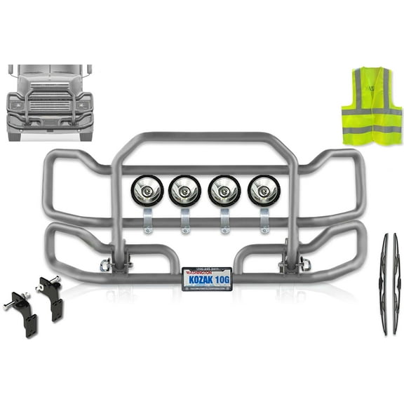 Front Grey Grille Deer Brush Bumper Guard Large Compatible with Mack CH Set-Back 2004+