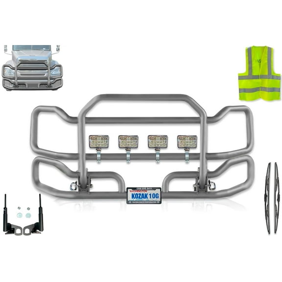 Front Grey Grille Deer Moose Brush Bumper Guard Large Compatible with Freightliner Columbia