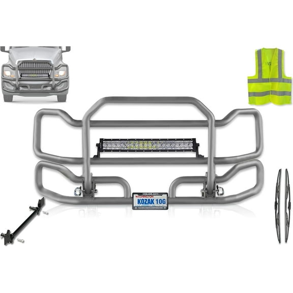 Front Grey Grille Deer Moose Brush Bumper Guard Large Compatible with International LT LT625 (plastic bumper)