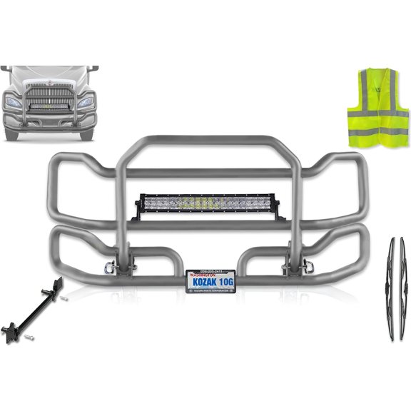 Front Grey Grille Deer Moose Brush Bumper Guard Large Compatible with International RH (Plastic Bumper)