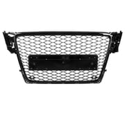 Front Grill Compatible with Audi Style A4 B8 2008 2012, Front Central Sport Grill Honeycomb Mesh Grille, Gloss Black