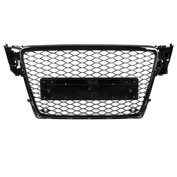 Front Grill Compatible with Audi Style A4 B8 (20082012), Front Central Sport Grill Honeycomb Mesh Grille, Gloss Black
