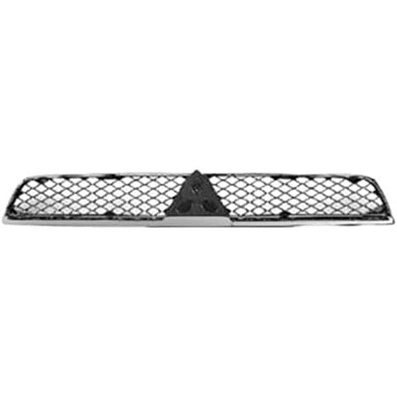 Front Grille Assembly Chrome Shell With Primed Insert Plastic Direct Replacement Compatible With 2008-2015 Mitsubishi Lancer MI1200255 ,7450A093
