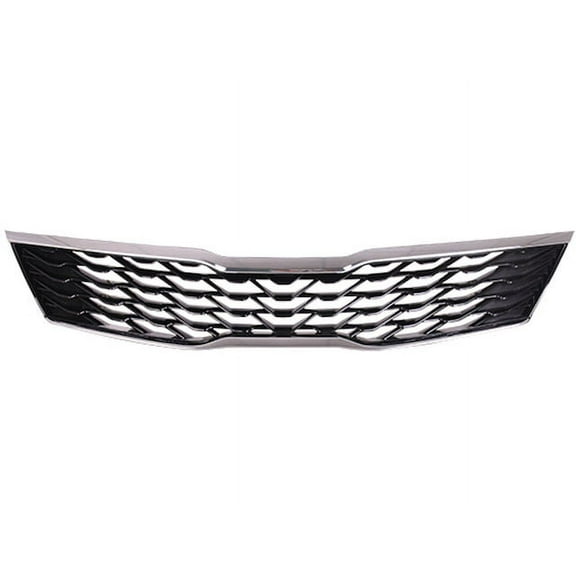 Front Grille Assembly - Painted Black with Chrome Molding - Compatible with 2019 - 2020 Kia Optima S and EX