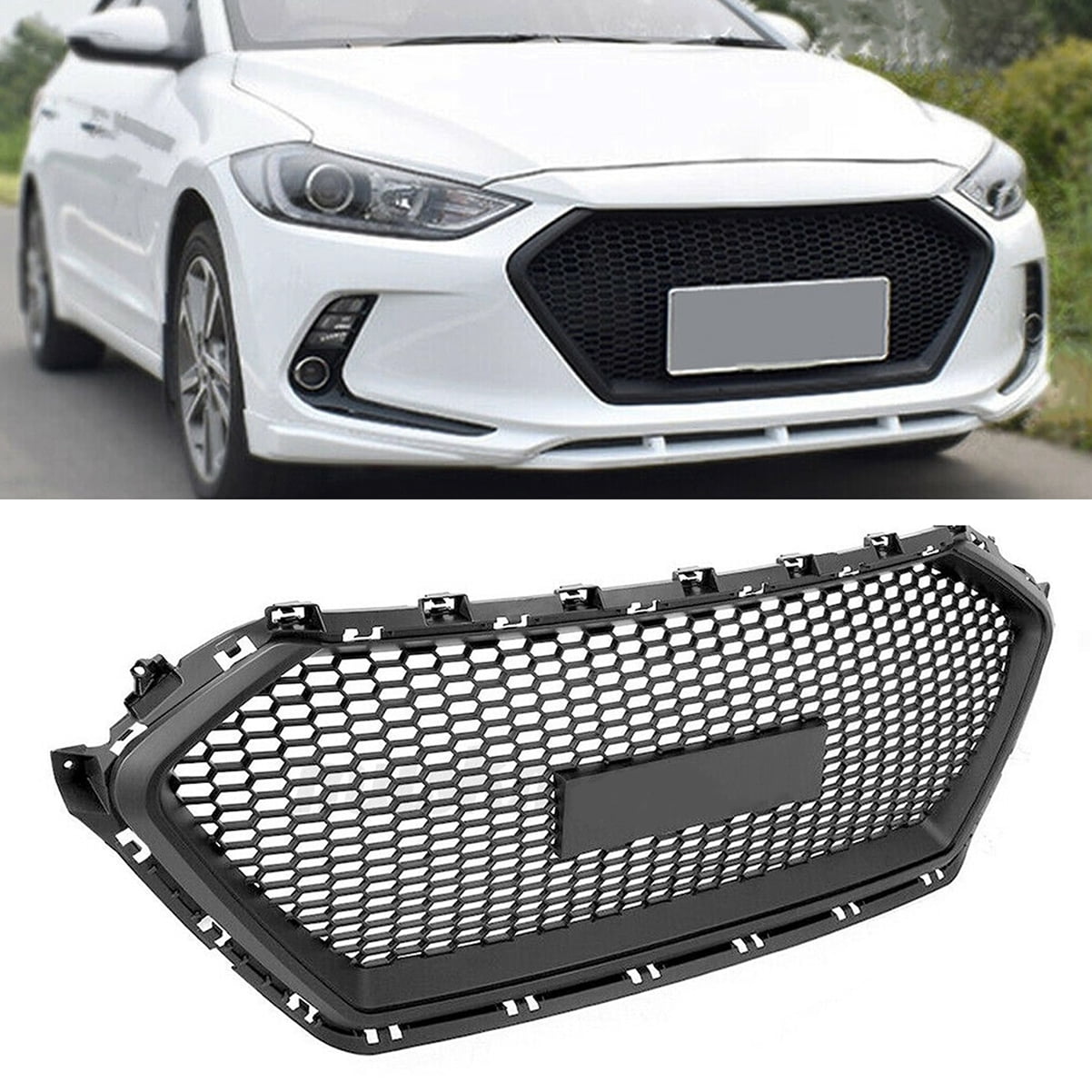 Hyundai Elantra 2017-2018 Front Grille, Black Mesh Grill, Durable ...