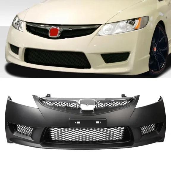 Front Grille + Body Kit Bumper Type R Look For 06-11 Honda Civic 4DR USDM