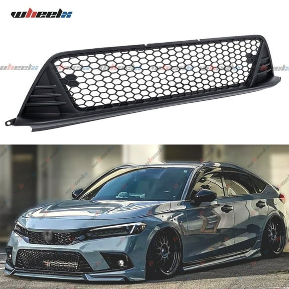 Front Grille Bumper Lower Grill Compatible with 2022-2024 Honda Civic 11th Gen, JDM Style (Matte Black)