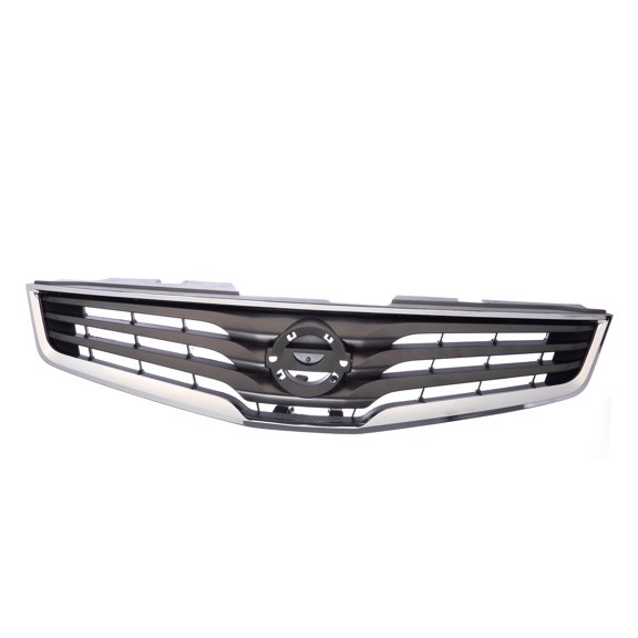 Front Grille Chrome Shell w/Dark Gray Insert for 2010-2012 Nissan Sentra Sedan