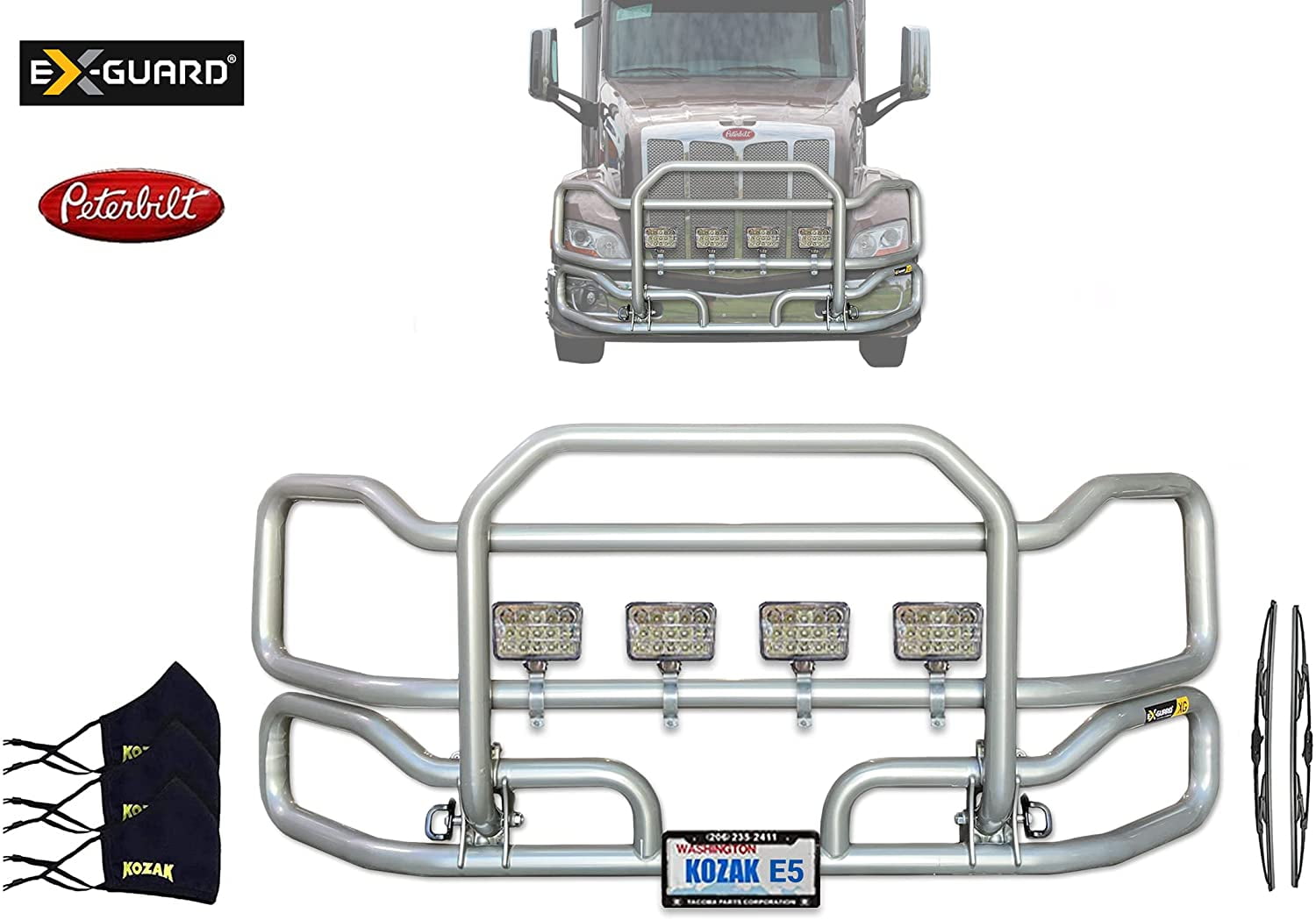 Front Grille Deer Moose Brush Bumper Guard ExGuard for Peterbilt 579 Peterbilt Truck