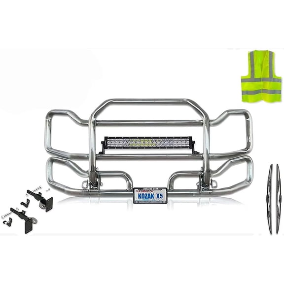 Front Grille Deer Moose Brush Bumper Guard Large w/22" LED Bar w/Brackets Compatible with Peterbilt 386