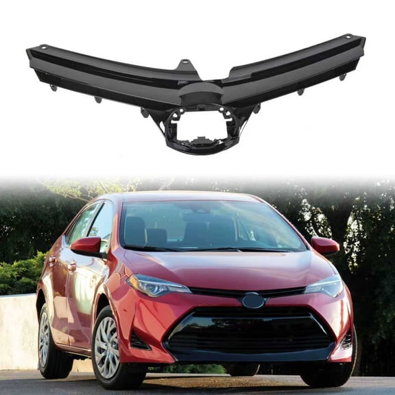 Front Grille Fit For 2017 - 2019 Toyota Corolla L/LE/XLE Glossy Black Grill